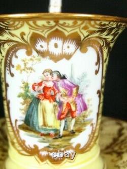 Antique Dresden Demitasse Cup & Saucer Courting Couple Hand Painted