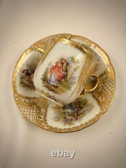 Antique Dresden Demitasse Cup & Saucer, Scenic