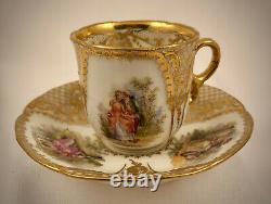 Antique Dresden Demitasse Cup & Saucer, Scenic