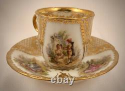 Antique Dresden Demitasse Cup & Saucer, Scenic