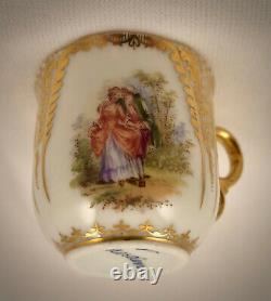 Antique Dresden Demitasse Cup & Saucer, Scenic