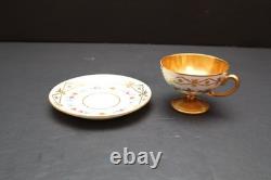 Antique Dresden Gold Gilded Footed Espresso/Demitasse Cup & Saucer