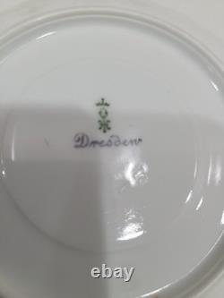 Antique Dresden Porcelain Butterfly Handle Demitasse Set 4 Cups 8 Saucers 1890