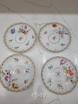 Antique Dresden Porcelain Butterfly Handle Demitasse Set 4 Cups 8 Saucers 1890