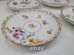 Antique Dresden Porcelain Butterfly Handle Demitasse Set 4 Cups 8 Saucers 1890