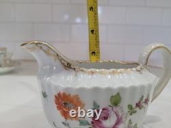 Antique Dresden Porcelain Butterfly Handle Demitasse Set 4 Cups 8 Saucers 1890
