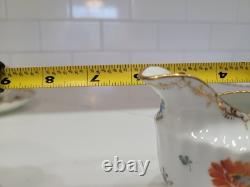 Antique Dresden Porcelain Butterfly Handle Demitasse Set 4 Cups 8 Saucers 1890
