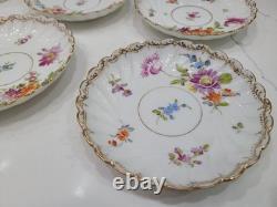 Antique Dresden Porcelain Butterfly Handle Demitasse Set 4 Cups 8 Saucers 1890