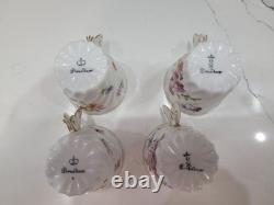 Antique Dresden Porcelain Butterfly Handle Demitasse Set 4 Cups 8 Saucers 1890