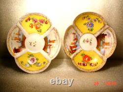 Antique Dresden Quatrafoil Demitasse Cups / Saucers Nautical Harbor Ships Scene