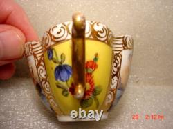 Antique Dresden Quatrafoil Demitasse Cups / Saucers Nautical Harbor Ships Scene