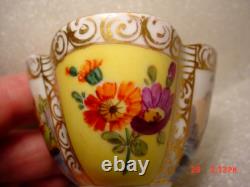 Antique Dresden Quatrafoil Demitasse Cups / Saucers Nautical Harbor Ships Scene