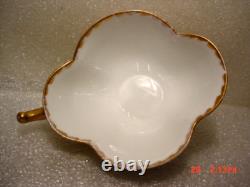 Antique Dresden Quatrafoil Demitasse Cups / Saucers Nautical Harbor Ships Scene