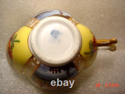 Antique Dresden Quatrafoil Demitasse Cups / Saucers Nautical Harbor Ships Scene