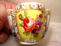 Antique Dresden Quatrafoil Demitasse Cups / Saucers Nautical Harbor Ships Scene