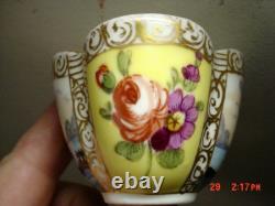 Antique Dresden Quatrafoil Demitasse Cups / Saucers Nautical Harbor Ships Scene