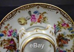 Antique Dresden Termbleuse Demitasse Cabinet Cup & Saucer Scenic Hand Painted