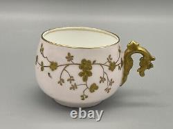 Antique ELITE LIMOGES Demitasse / Espresso Cup & Saucer pink and gold decoration