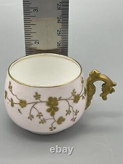 Antique ELITE LIMOGES Demitasse / Espresso Cup & Saucer pink and gold decoration