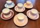 Antique Edwin J D Bodley Burslem Demitasse Cups Saucers Harlequin Set Victorian