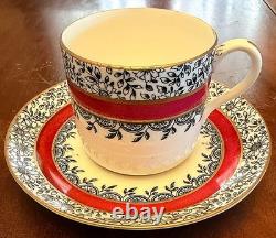 Antique Edwin J D Bodley Burslem Demitasse Cups Saucers Harlequin Set Victorian
