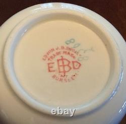 Antique Edwin J D Bodley Burslem Demitasse Cups Saucers Harlequin Set Victorian