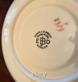 Antique Edwin J D Bodley Burslem Demitasse Cups Saucers Harlequin Set Victorian