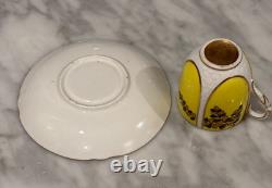 Antique Espresso Coffee Demitasse 4 Cups & Saucers British Rd 1887 Hand painted