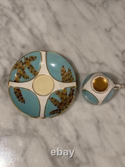 Antique Espresso Coffee Demitasse 4 Cups & Saucers British Rd 1887 Hand painted
