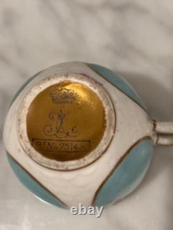 Antique Espresso Coffee Demitasse 4 Cups & Saucers British Rd 1887 Hand painted Antique Espresso Coffee Demitasse 4 Cups & Saucers British Rd 1887 Hand painted