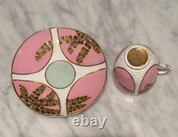 Antique Espresso Coffee Demitasse 4 Cups & Saucers British Rd 1887 Hand painted