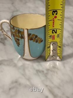 Antique Espresso Coffee Demitasse 4 Cups & Saucers British Rd 1887 Hand painted