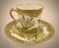 Antique Eugene Clauss Demitasse Cup & Saucer, Lily of the Valley