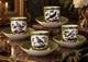 Antique Feuillet Old Paris Sevres Porcelain Demitasse Cups & Saucers Set Of 4