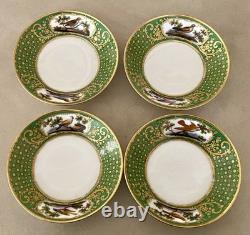 Antique Feuillet Old Paris Sevres Porcelain Demitasse Cups & Saucers Set Of 4