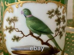 Antique Feuillet Old Paris Sevres Porcelain Demitasse Cups & Saucers Set Of 4