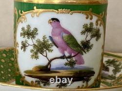 Antique Feuillet Old Paris Sevres Porcelain Demitasse Cups & Saucers Set Of 4