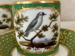 Antique Feuillet Old Paris Sevres Porcelain Demitasse Cups & Saucers Set Of 4