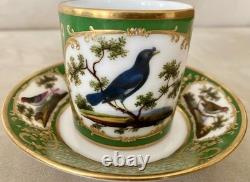 Antique Feuillet Old Paris Sevres Porcelain Demitasse Cups & Saucers Set Of 4