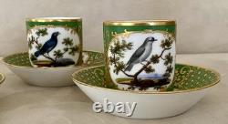 Antique Feuillet Old Paris Sevres Porcelain Demitasse Cups & Saucers Set Of 4