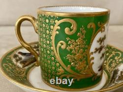 Antique Feuillet Old Paris Sevres Porcelain Demitasse Cups & Saucers Set Of 4