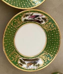 Antique Feuillet Old Paris Sevres Porcelain Demitasse Cups & Saucers Set Of 4