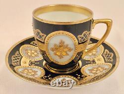 Antique Fraureuth Demitasse Cup & Saucer, Cobalt & Gold