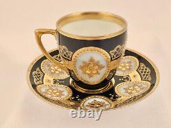 Antique Fraureuth Demitasse Cup & Saucer, Cobalt & Gold