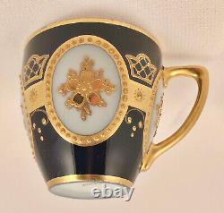 Antique Fraureuth Demitasse Cup & Saucer, Cobalt & Gold