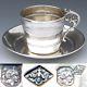 Antique French Sterling Silver Tea Cup & Saucer, Possibly Demitasse, C. 1890s