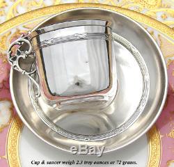 Antique French Sterling Silver Tea Cup & Saucer, Possibly Demitasse, c. 1890s