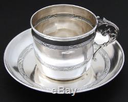 Antique French Sterling Silver Tea Cup & Saucer, Possibly Demitasse, c. 1890s