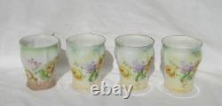 Antique German Porcelain Tea Cup Demitasse and Saucer Set of Four Marked Germany