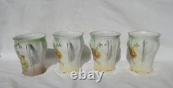 Antique German Porcelain Tea Cup Demitasse and Saucer Set of Four Marked Germany